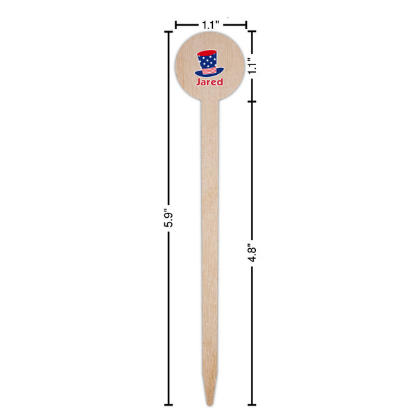 Patriotic Celebration Wooden 6" Food Pick - Round - Dimensions
