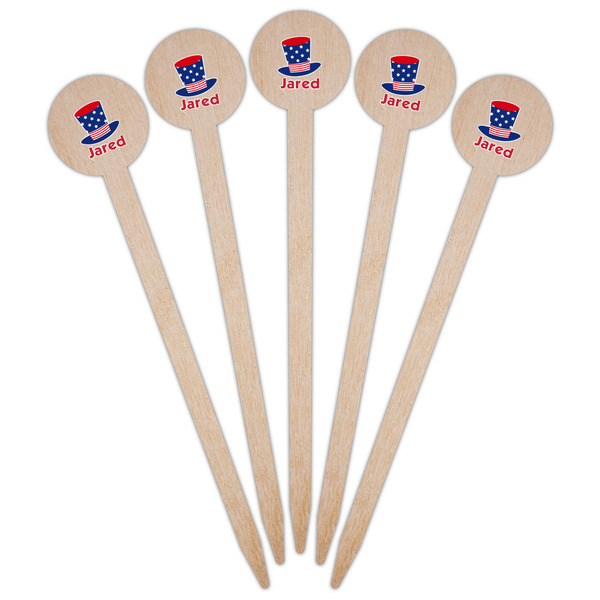 Patriotic Celebration Wooden 6" Food Pick - Round - Fan View