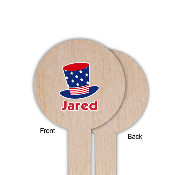 Patriotic Celebration Wooden 6" Food Pick - Round - Single Sided - Front & Back