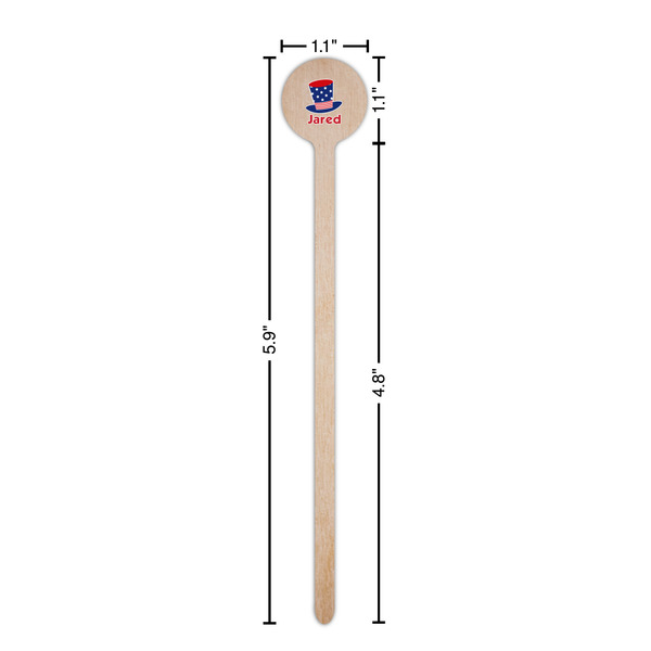 Patriotic Celebration Wooden 6" Stir Stick - Round - Dimensions