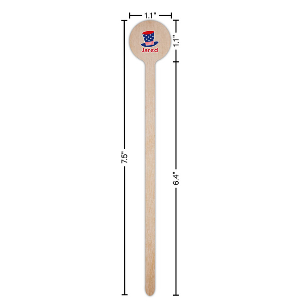 Patriotic Celebration Wooden 7.5" Stir Stick - Round - Dimensions