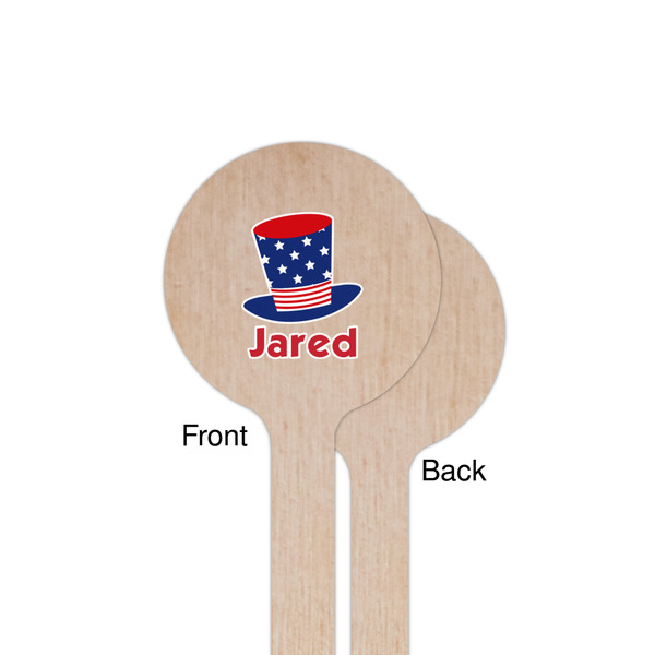 Patriotic Celebration Wooden 7.5" Stir Stick - Round - Single Sided - Front & Back