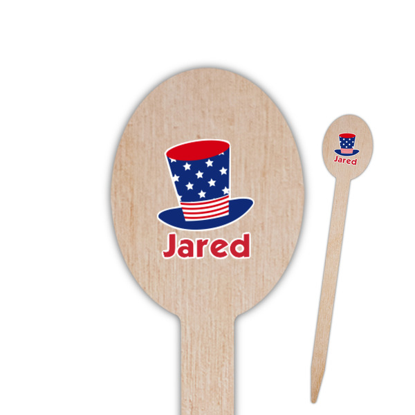 Custom Patriotic Celebration Oval Wooden Food Picks - Double Sided (Personalized)