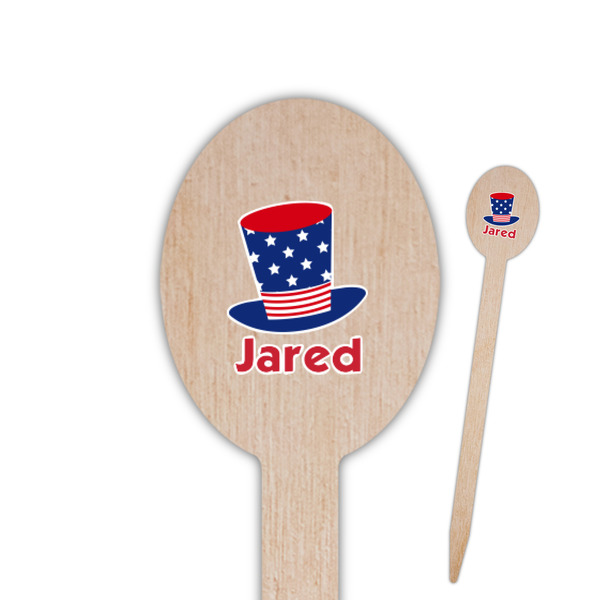 Custom Patriotic Celebration Oval Wooden Food Picks (Personalized)
