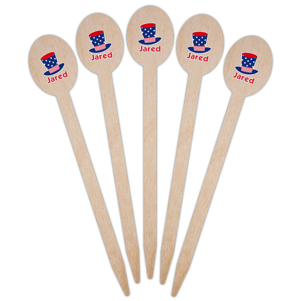 Patriotic Celebration Wooden Food Pick - Oval - Fan View