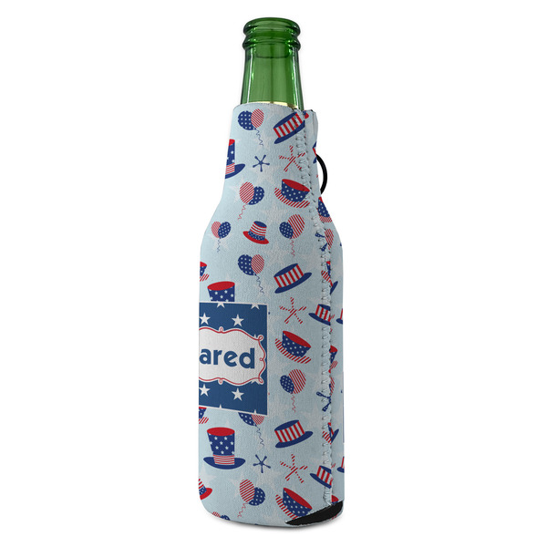 Patriotic Celebration Zipper Bottle Cooler - ANGLE (bottle)