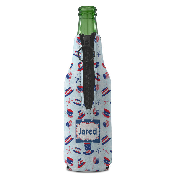 Patriotic Celebration Zipper Bottle Cooler - BACK (bottle)