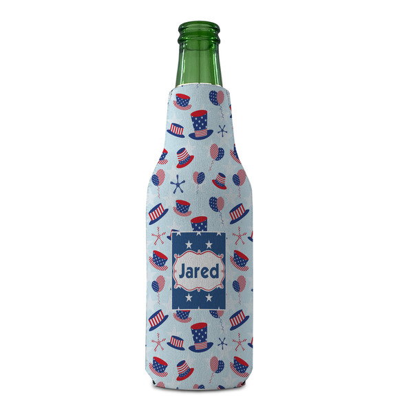 Patriotic Celebration Zipper Bottle Cooler - FRONT (bottle)