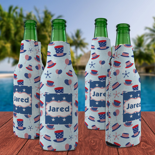 Patriotic Celebration Zipper Bottle Cooler - Set of 4 - LIFESTYLE
