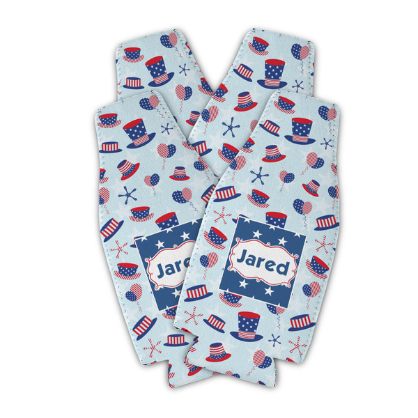 Custom Patriotic Celebration Zipper Bottle Cooler - Set of 4 (Personalized)