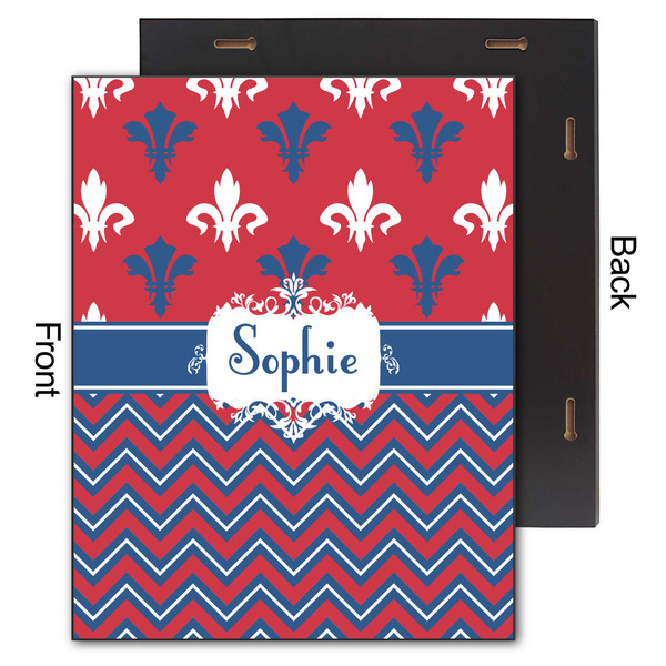 Patriotic Fleur de Lis 11x14 Wood Print - Front & Back View