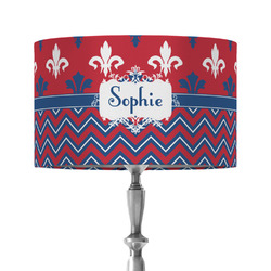Patriotic Fleur de Lis 12" Drum Lamp Shade - Fabric (Personalized)