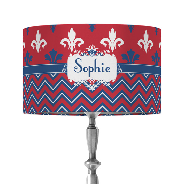 Custom Patriotic Fleur de Lis 12" Drum Lamp Shade - Fabric (Personalized)