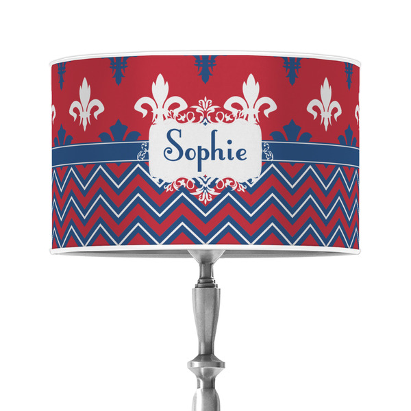 Custom Patriotic Fleur de Lis 12" Drum Lamp Shade - Poly-film (Personalized)