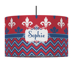 Patriotic Fleur de Lis 12" Drum Pendant Lamp - Fabric (Personalized)
