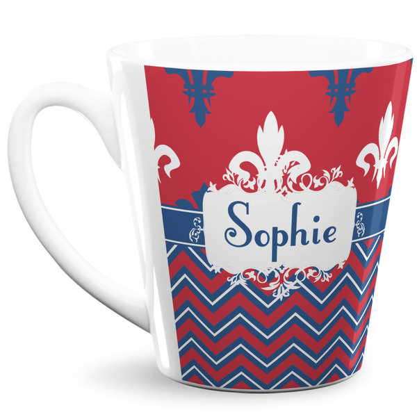 Custom Patriotic Fleur de Lis 12 Oz Latte Mug (Personalized)