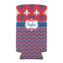 Patriotic Fleur de Lis Can Cooler (tall 12 oz) (Personalized)