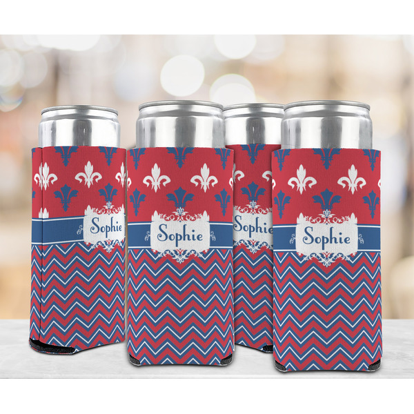 Patriotic Fleur de Lis 12oz Tall Can Sleeve - Set of 4 - LIFESTYLE