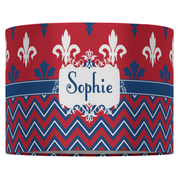 Patriotic Fleur de Lis 16" Drum Lampshade - FRONT (Fabric)