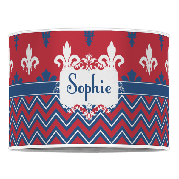 Patriotic Fleur de Lis 16" Drum Lampshade - FRONT (Poly Film)