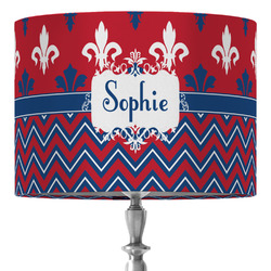 Patriotic Fleur de Lis 16" Drum Lamp Shade - Fabric (Personalized)