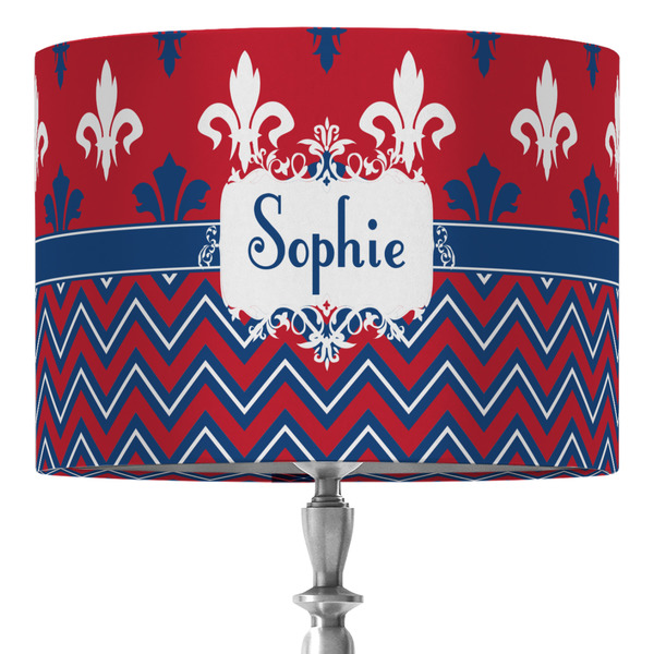 Custom Patriotic Fleur de Lis 16" Drum Lamp Shade - Fabric (Personalized)