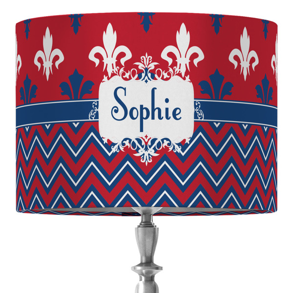 Custom Patriotic Fleur de Lis 16" Drum Lamp Shade - Fabric (Personalized)
