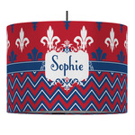 Patriotic Fleur de Lis 16" Drum Pendant Lamp - Fabric (Personalized)