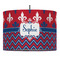 Patriotic Fleur de Lis 16" Drum Pendant Lamp - Fabric (Personalized)