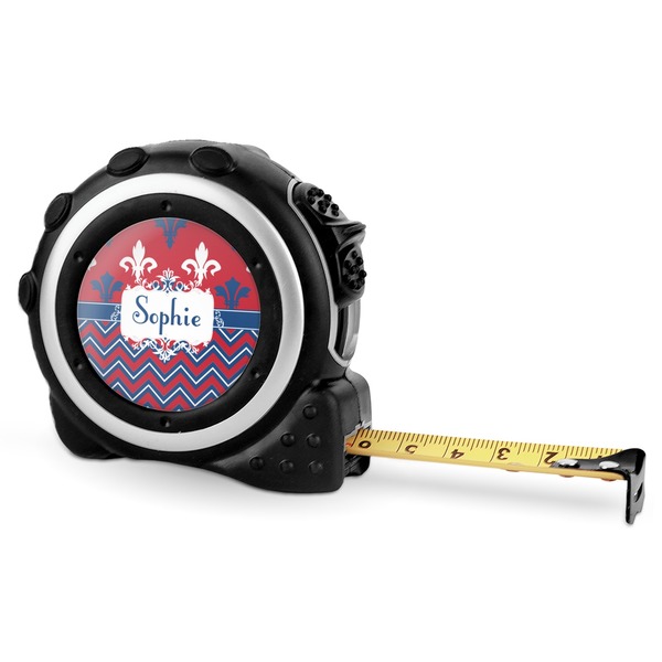 Patriotic Fleur de Lis 16 Foot Black & Silver Tape Measures - Front