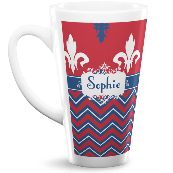 Custom Patriotic Fleur de Lis 16 Oz Latte Mug (Personalized)