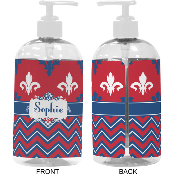 Patriotic Fleur de Lis 16 oz Plastic Liquid Dispenser- Approval- White