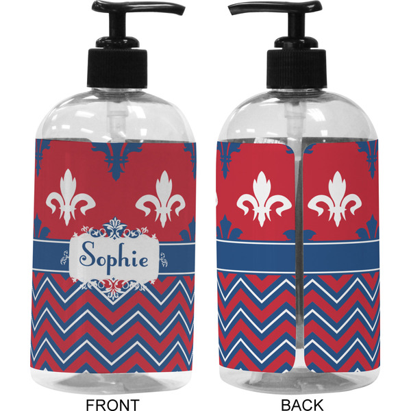 Patriotic Fleur de Lis 16 oz Plastic Liquid Dispenser (Approval)