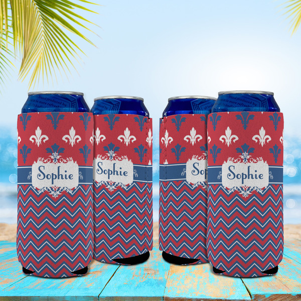 Patriotic Fleur de Lis 16oz Can Sleeve - Set of 4 - LIFESTYLE