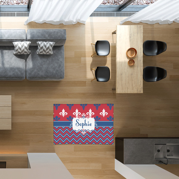 Patriotic Fleur de Lis 2'x3' Indoor Area Rugs - IN CONTEXT