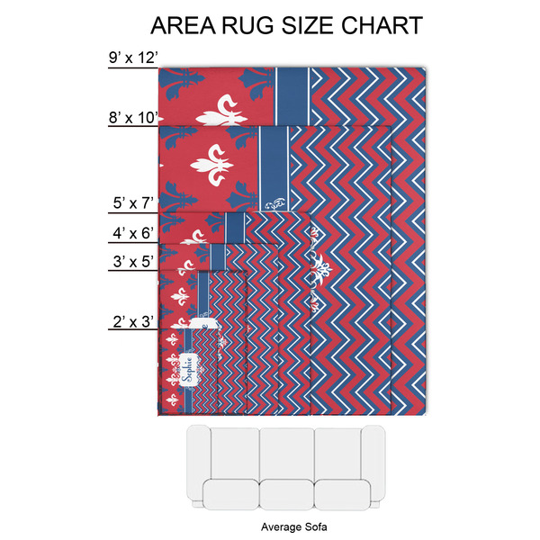 Patriotic Fleur de Lis 2'x3' Indoor Area Rugs - Size Chart