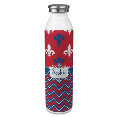 Patriotic Fleur de Lis 20oz Stainless Steel Water Bottle - Full Print (Personalized)