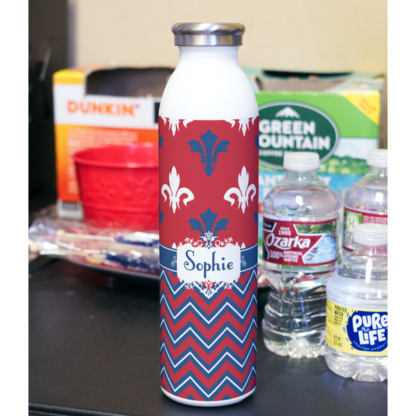 Patriotic Fleur de Lis 20oz Water Bottles - Full Print - In Context