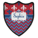 Patriotic Fleur de Lis Iron On Shield Patch B w/ Name or Text
