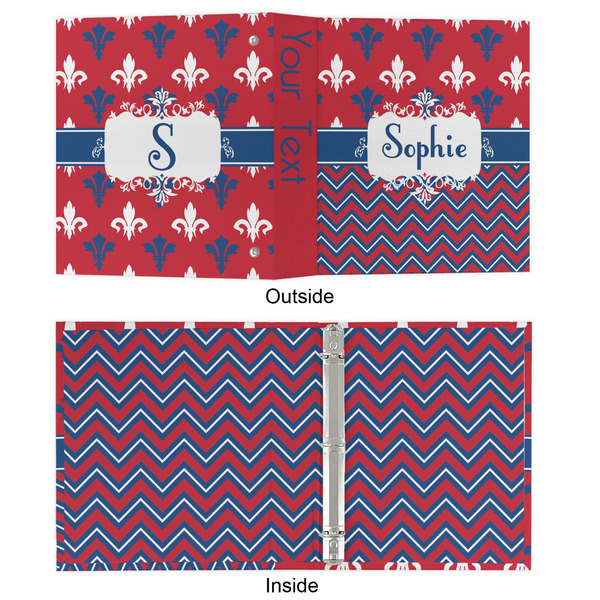 Patriotic Fleur de Lis 3 Ring Binders - Full Wrap - 1" - APPROVAL