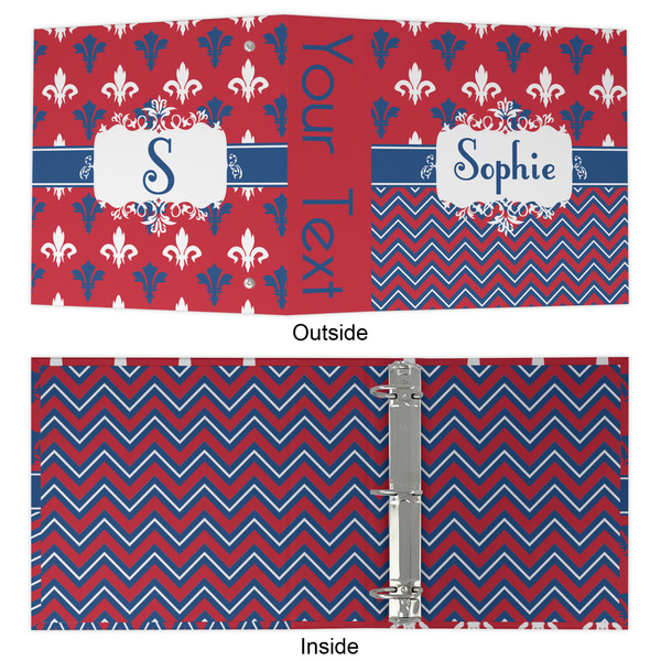 Patriotic Fleur de Lis 3 Ring Binders - Full Wrap - 2" - APPROVAL