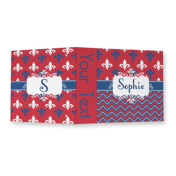 Patriotic Fleur de Lis 3 Ring Binders - Full Wrap - 2" - OPEN OUTSIDE