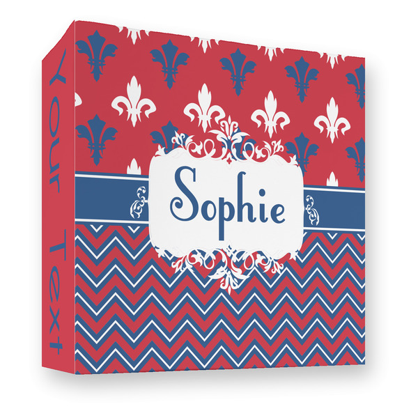 Patriotic Fleur de Lis 3 Ring Binders - Full Wrap - 3" - FRONT
