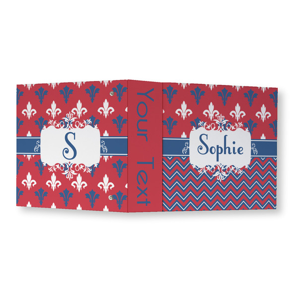 Patriotic Fleur de Lis 3 Ring Binders - Full Wrap - 3" - OPEN OUTSIDE