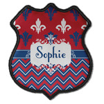 Patriotic Fleur de Lis Iron On Shield Patch C w/ Name or Text