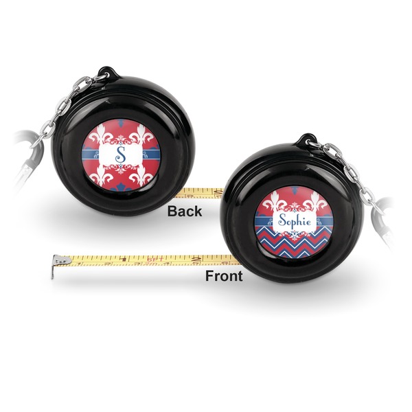 Patriotic Fleur de Lis 6-Ft Pocket Tape Measure with Carabiner Hook - Front and Back