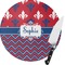 Patriotic Fleur de Lis Round Glass Cutting Board - Small (Personalized)