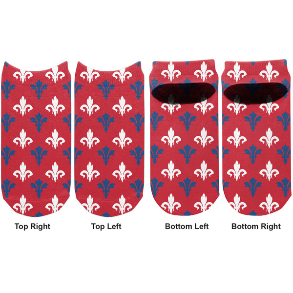 Patriotic Fleur de Lis Adult Ankle Socks - Double Pair - Front and Back - Apvl