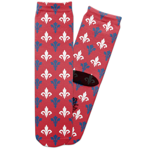 Custom Patriotic Fleur de Lis Adult Crew Socks