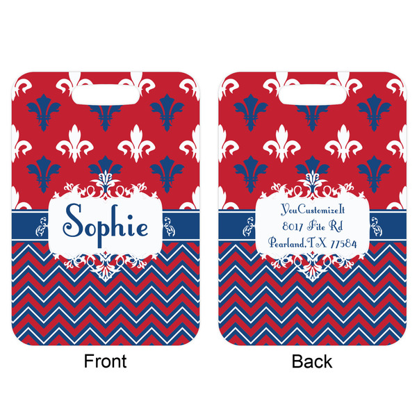Patriotic Fleur de Lis Aluminum Luggage Tag (Front + Back)